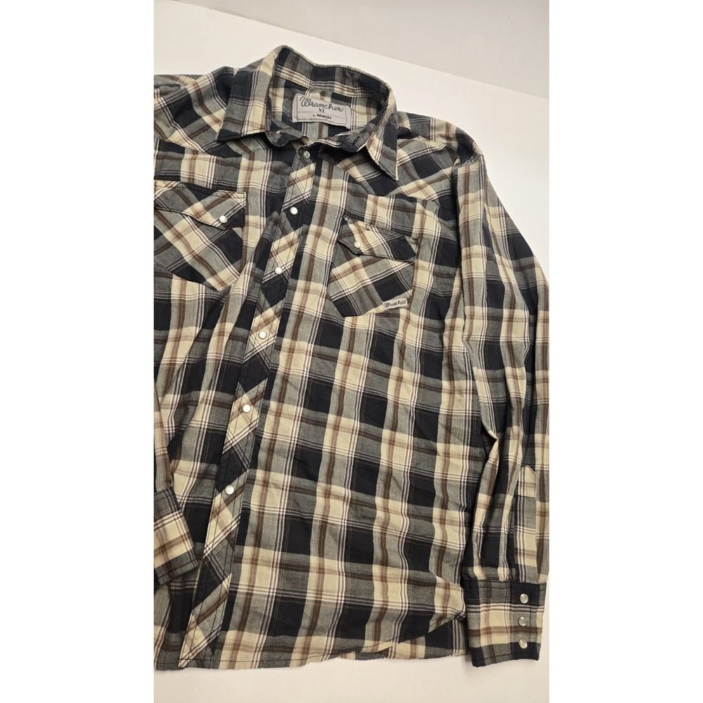 Vintage Wrangler Wrancher Plaid Pearl Snap Western Shirt - Mens XL BROWN XLarge